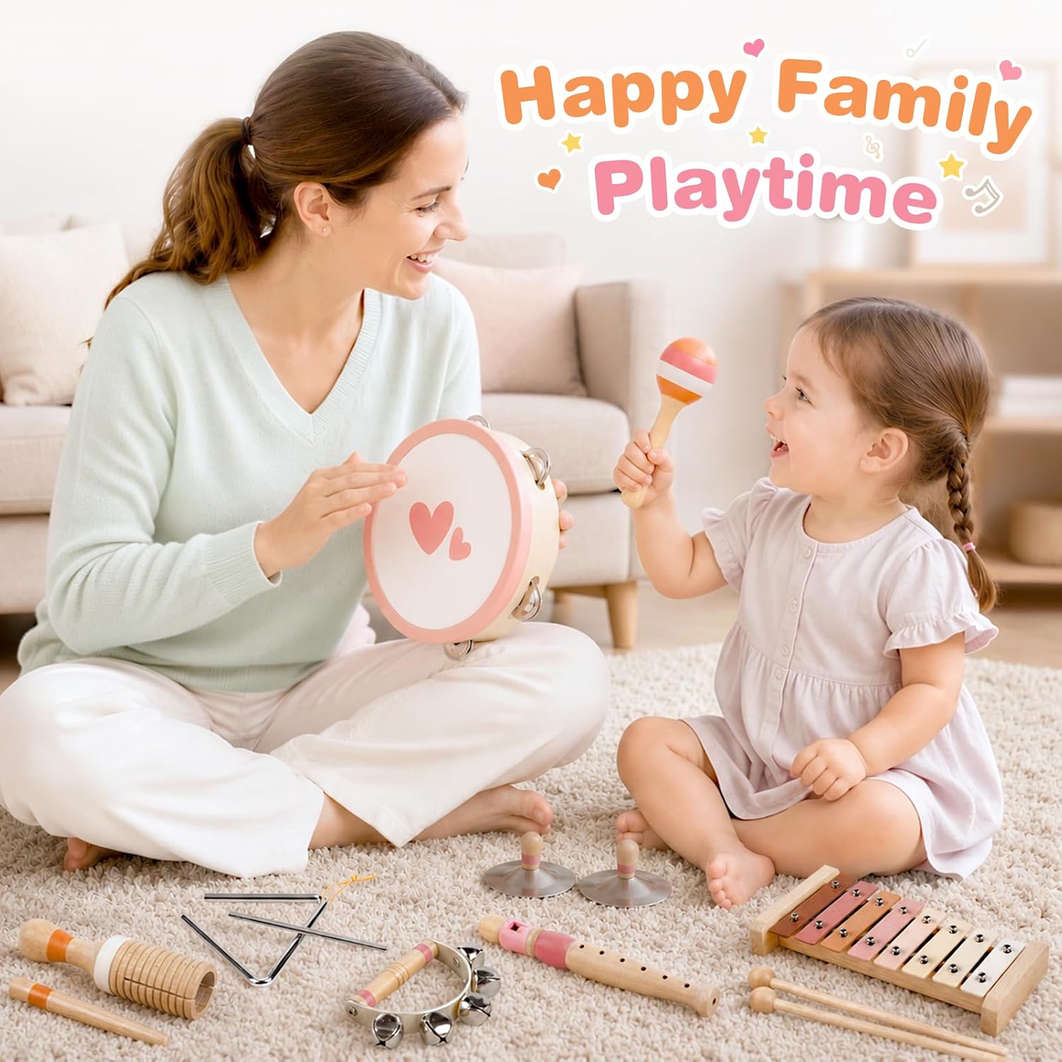 Thumbnail 2 de Kids Musical Instruments 8-in-1 Xylophone & Wooden Music Set (maracas, drum, bells and more)