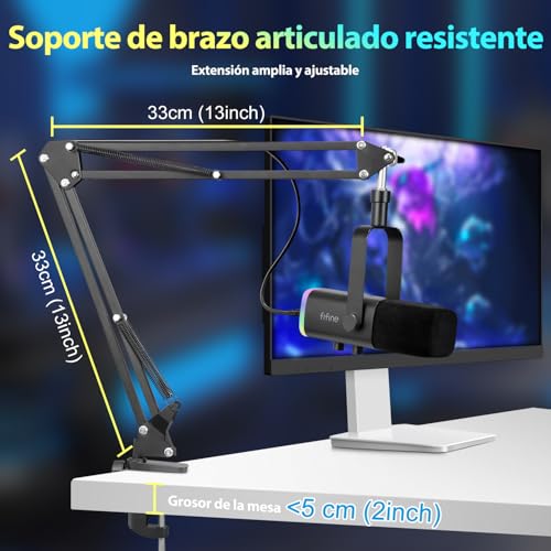 Thumbnail 7 de FIFINE XLR Streaming Micrófono dinámico de podcast: USB/XLR, RGB y brazo para PC, PS4/PS5