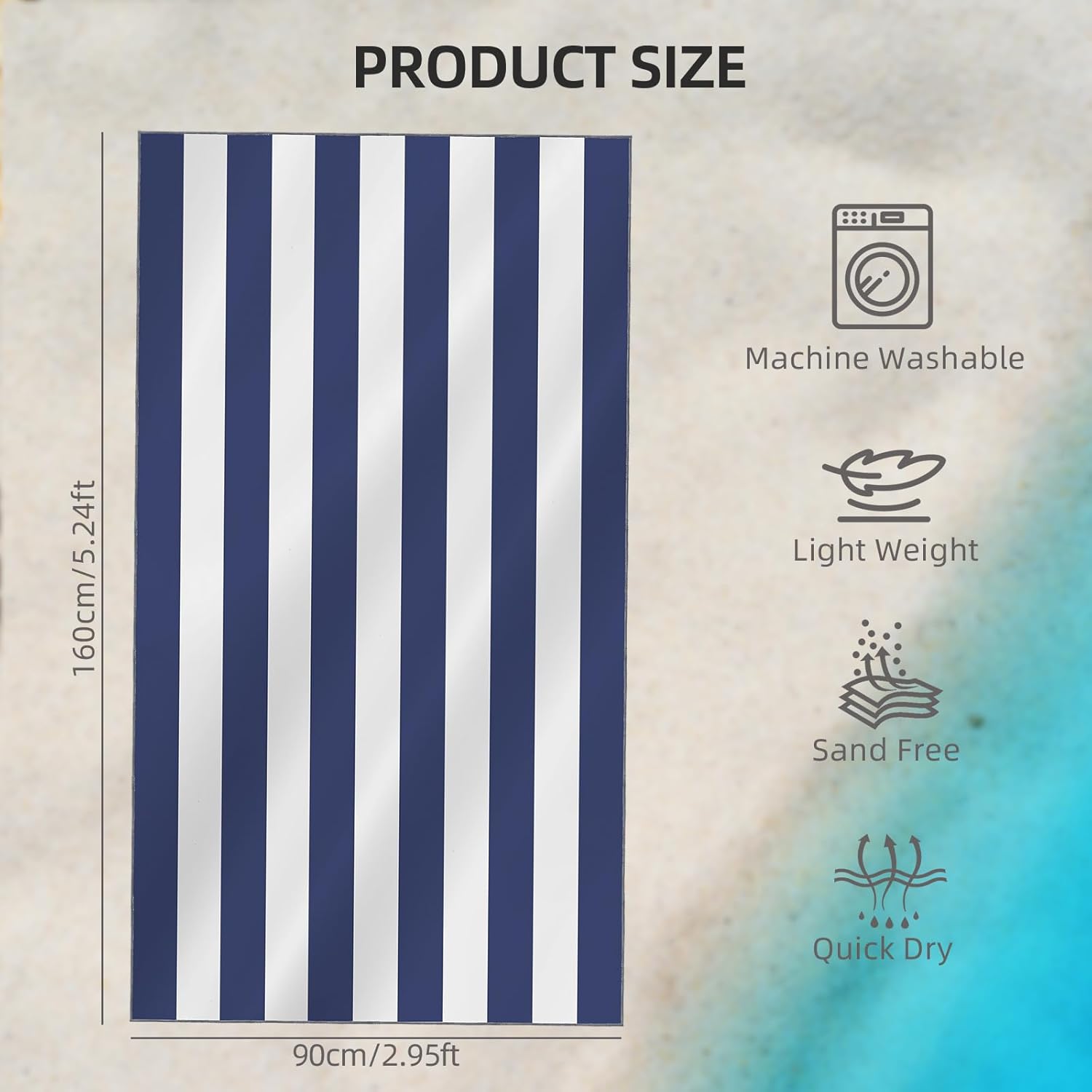Thumbnail 3 de CNMTCCO Large Beach Towel 160x90cm 🏖