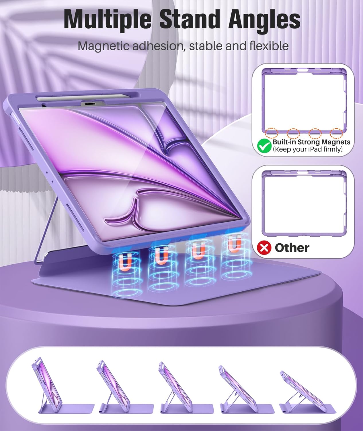 Detalle 2 de MoKo 13-Inch iPad Air Case (M4/M3/M2) with Built-in Screen Protector, Purple