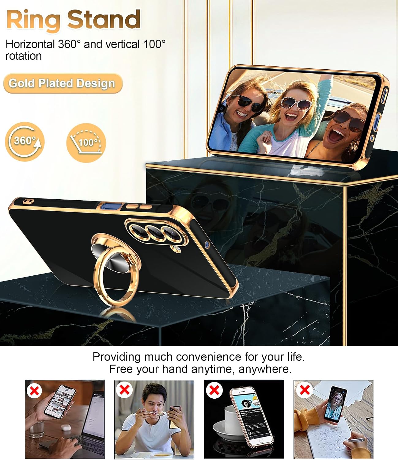 Thumbnail 3 de LeYi Galaxy A17 5G Phone Case (2-Pack Tempered Glass) with 360° Rotatable Ring Holder Magnetic Kickstand