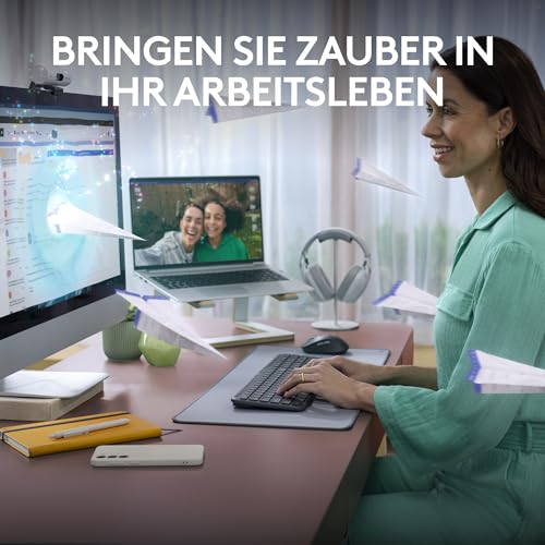 Detalle de Logitech MK950 Signature Slim: Kabelloses Tastatur‑Maus-Set für Privat- und Arbeitsalltag