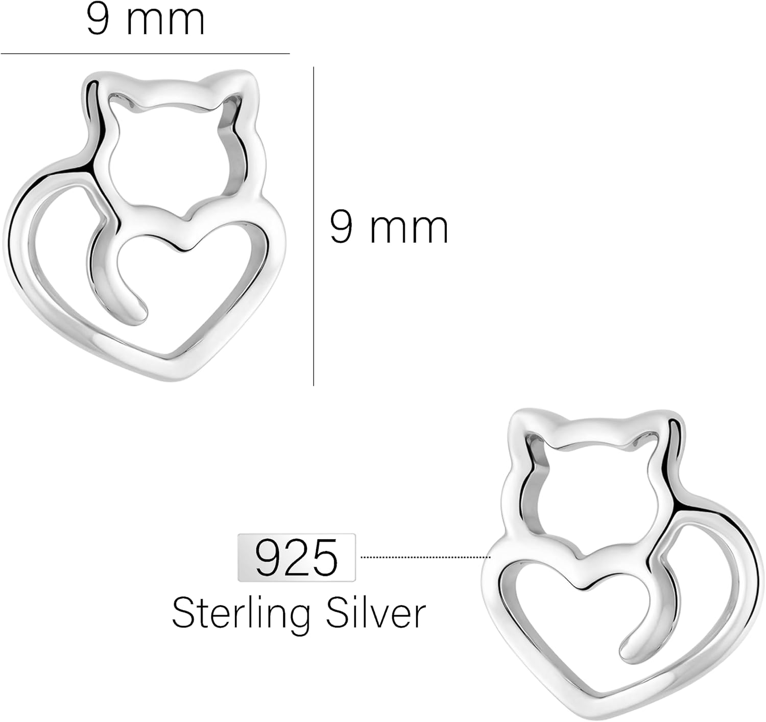 Detalle de SOFIA MILANI Damen Ohrringe 925 Silber – Katzenmotiv als zeitlose Katzen-Ohrstecker