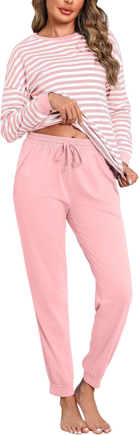 Thumbnail 6 de Bresdk Ensemble Pyjama Femme en Coton — Rayé, Doux et Chaud pour l’Hiver