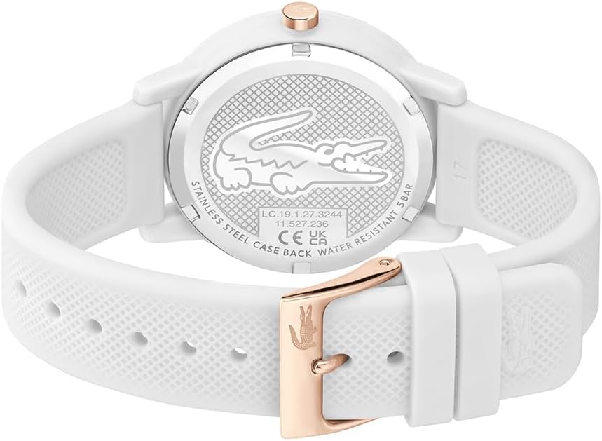 Detalle de Lacoste Analoguhr Quarz mit Petit Piqué Silikonarmband – Unisex Kollektion 12.12