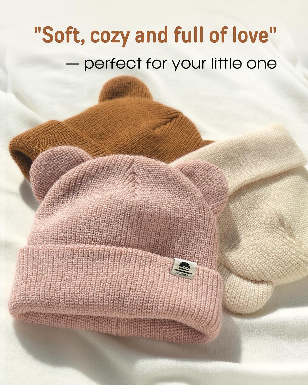 Detalle de FURTALK Baby Bear-Ear Beanie, Double-Knit 100% Acrylic Winter Hat