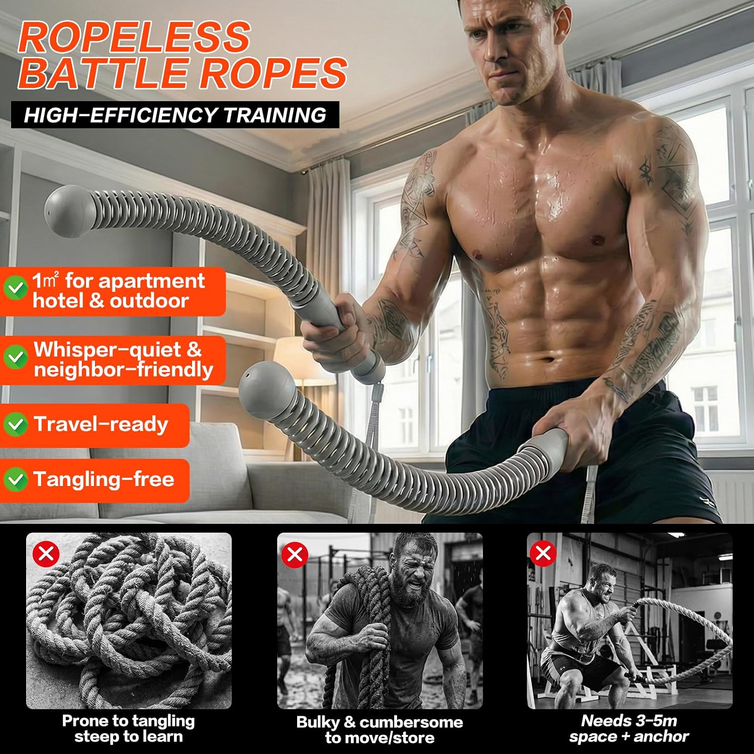 Detalle de Ropeless Battle Ropes, Cordless Design