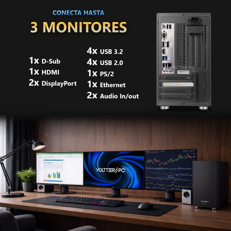 Thumbnail 2 de VolttierPC PC de oficina con Intel Core i5-12400, 32GB RAM y 1TB SSD NVMe