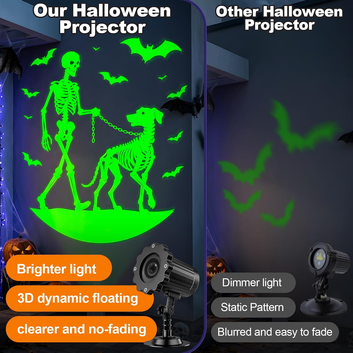 Detalle 2 de Halloween Projector Light with Skeleton Walking Dog Pattern