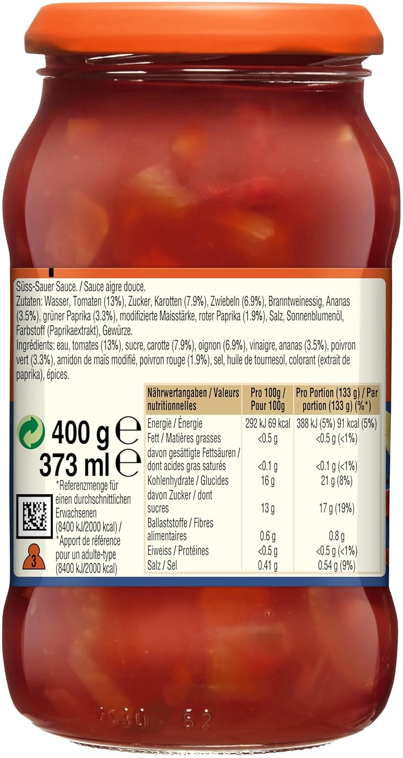 Thumbnail 1 de BEN’S ORIGINAL Sauce Süß-Sauer mit extra Gemüse – 6 Gläser (6 x 400 g)