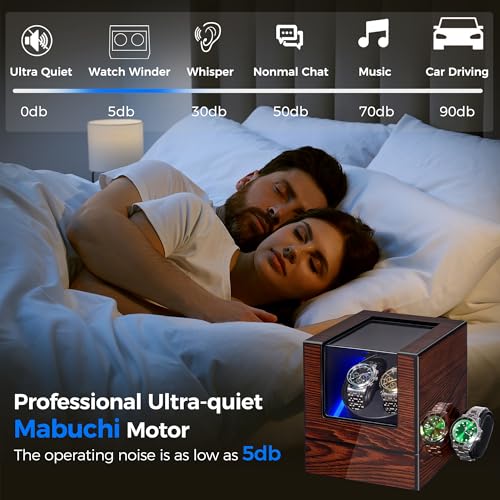 Detalle de BEWISHOME ESYQ02Y caja automática doble para relojes, 4 modos y LED