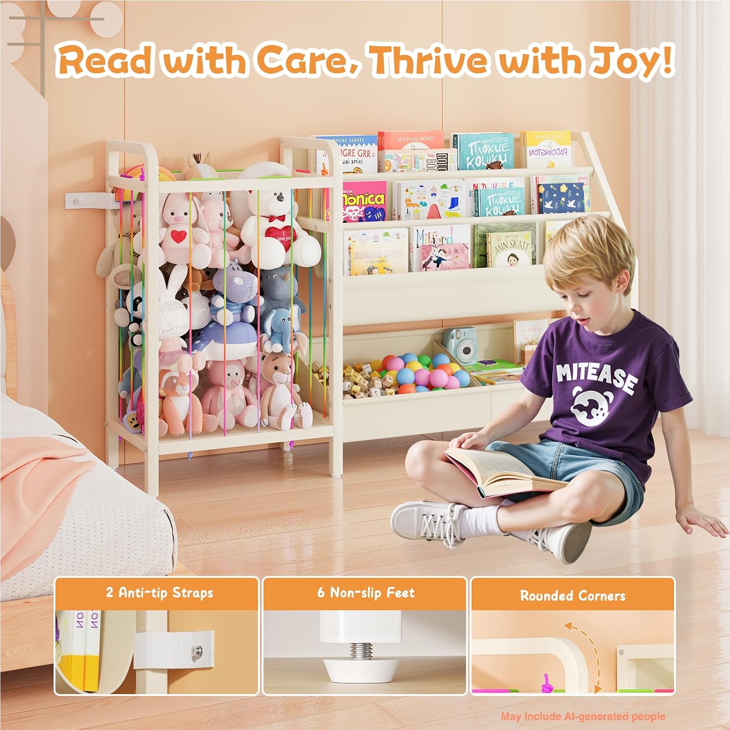 Detalle 1 de CYXPHION Kids Bookshelf with Oxford Cloth