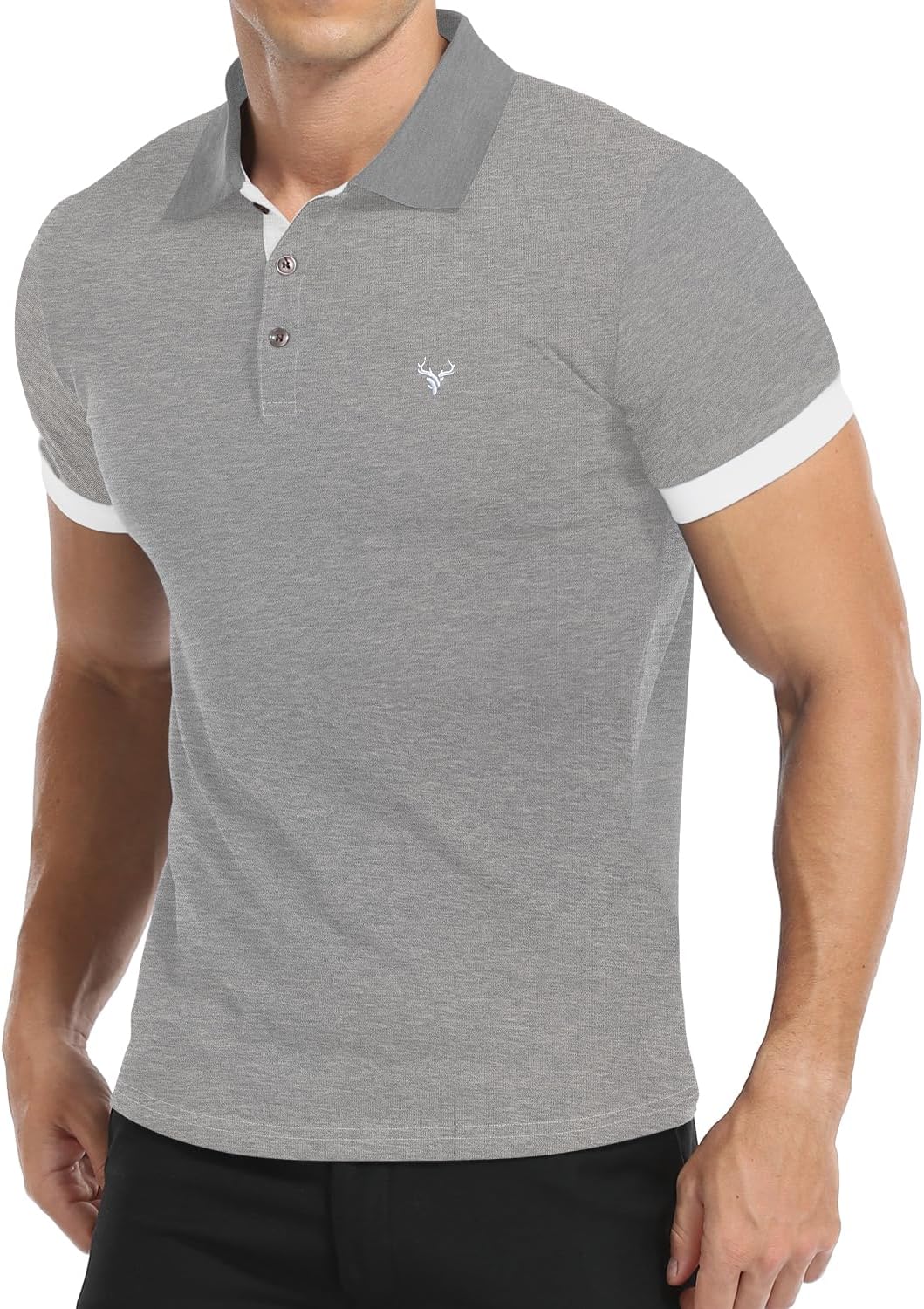 Thumbnail 6 de KUYIGO Herren Kurzarm-Poloshirt mit gesticktem Hirschkopf (Slim Fit) aus Baumwolle