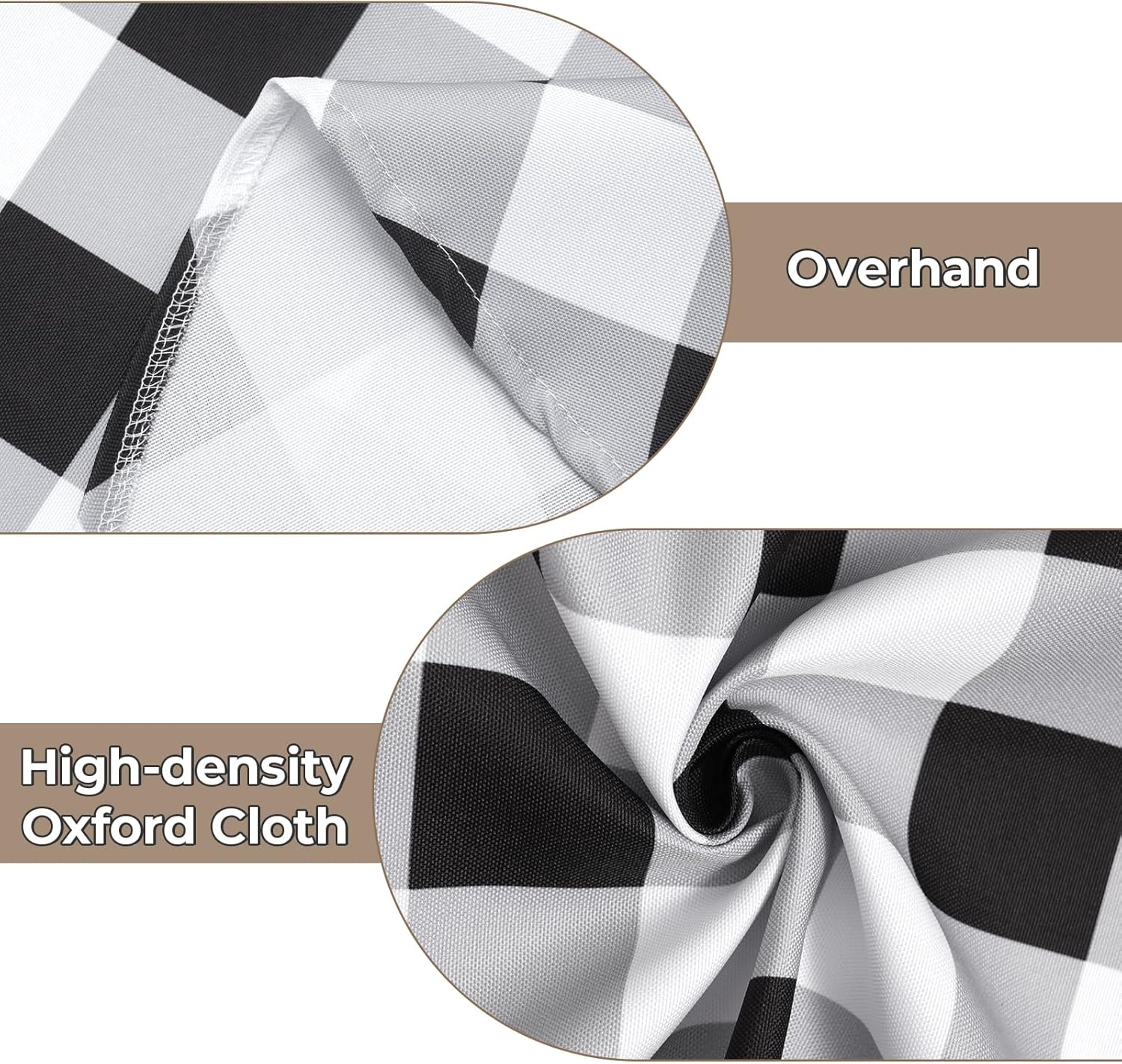 Thumbnail 4 de Eternal Beauty 152cm Round Black Checkered Tablecloth with Umbrella Hole & Zipper