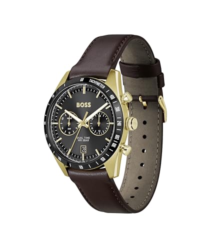 Detalle 2 de BOSS TOURMASTER 1514285 Analogue Quartz Watch with Dual Time and Brown Leather Strap