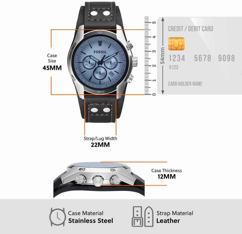 Thumbnail 5 de Fossil Coachman Herren-Chronograph mit 45-mm-Gehäuse & Edelstahl- oder Lederarmband