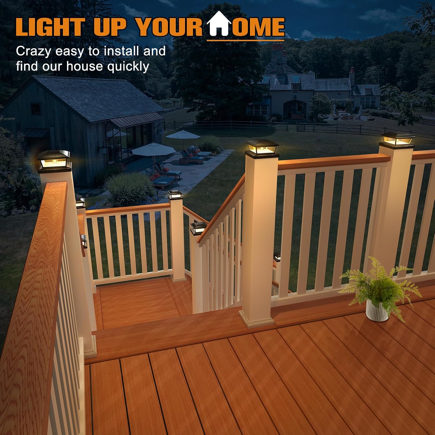 Detalle 2 de APONUO 18171BDR Solar Post Cap Lights, 2 Brightness Modes, 8-Pack