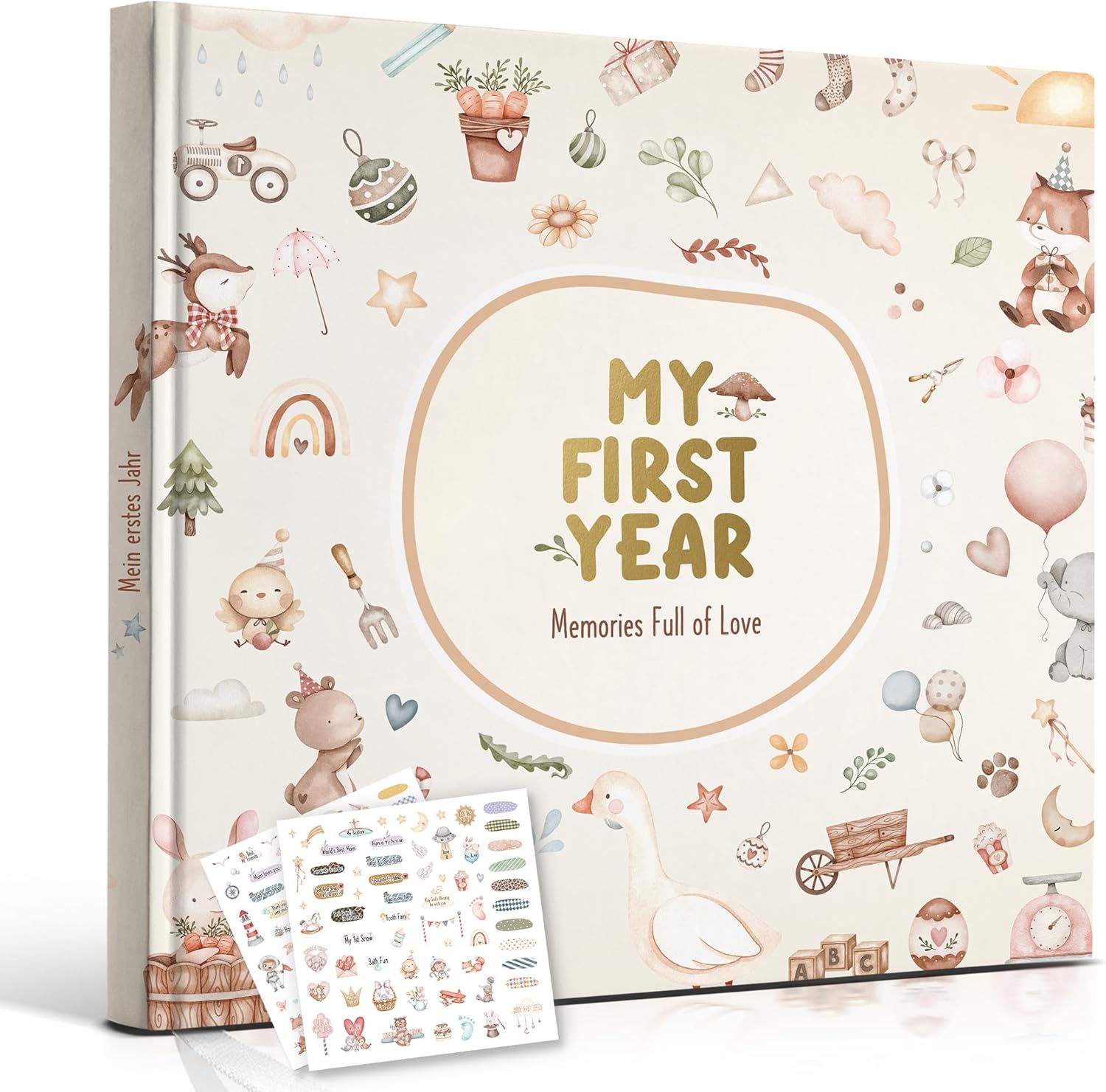 Detalle de Hyggartn Baby Memory Book – My First Year Journal with Stickers (84 Pages)