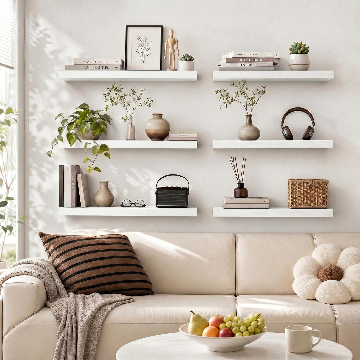 Thumbnail 6 de Heimlove HLS1-FS-N22-MD1400LWHT2P Floating Shelves, White, Set of 2