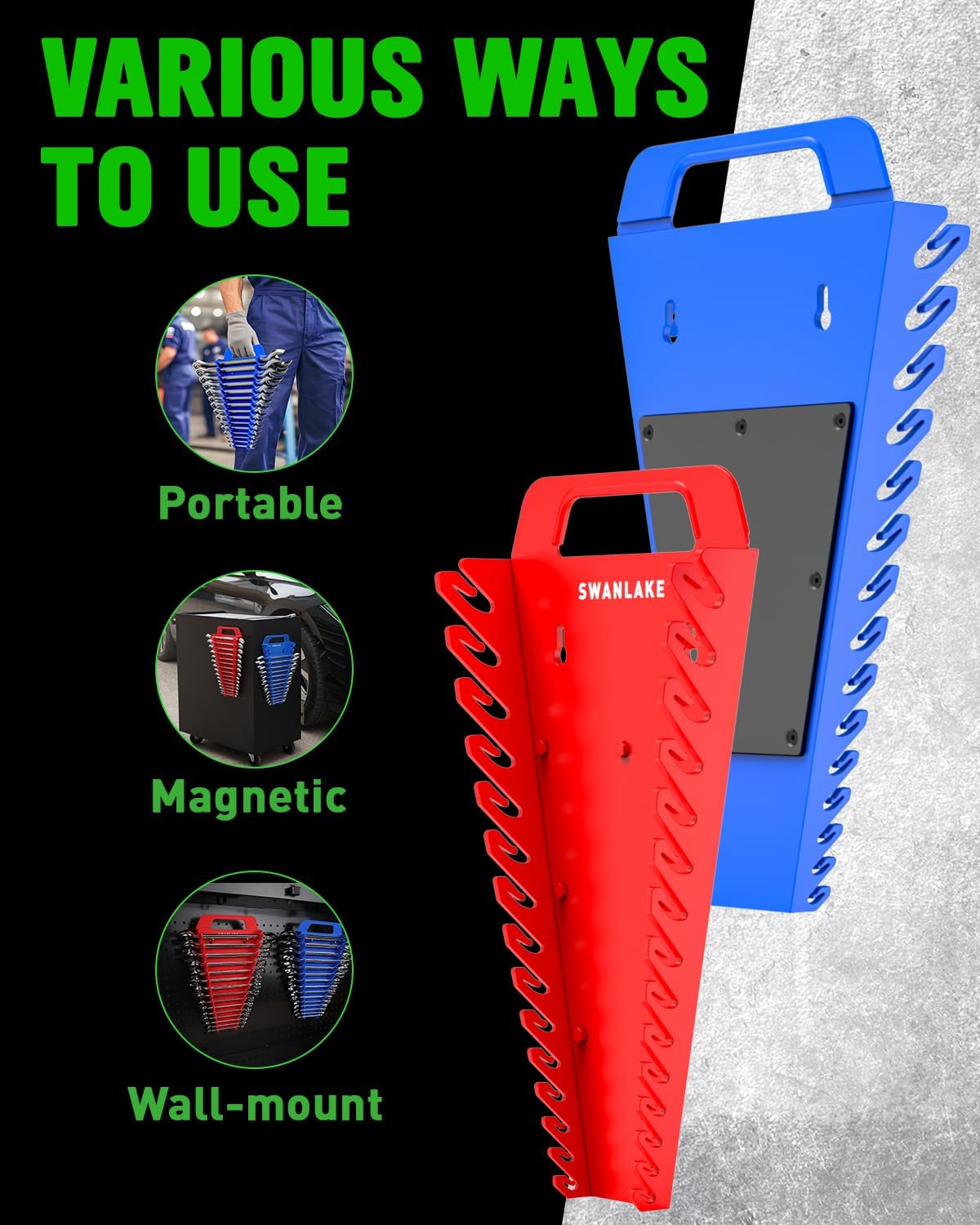 Thumbnail 5 de SWANLAKE SW-66160AU Magnetic Wrench Organizer, 60 Slots, SAE and Metric