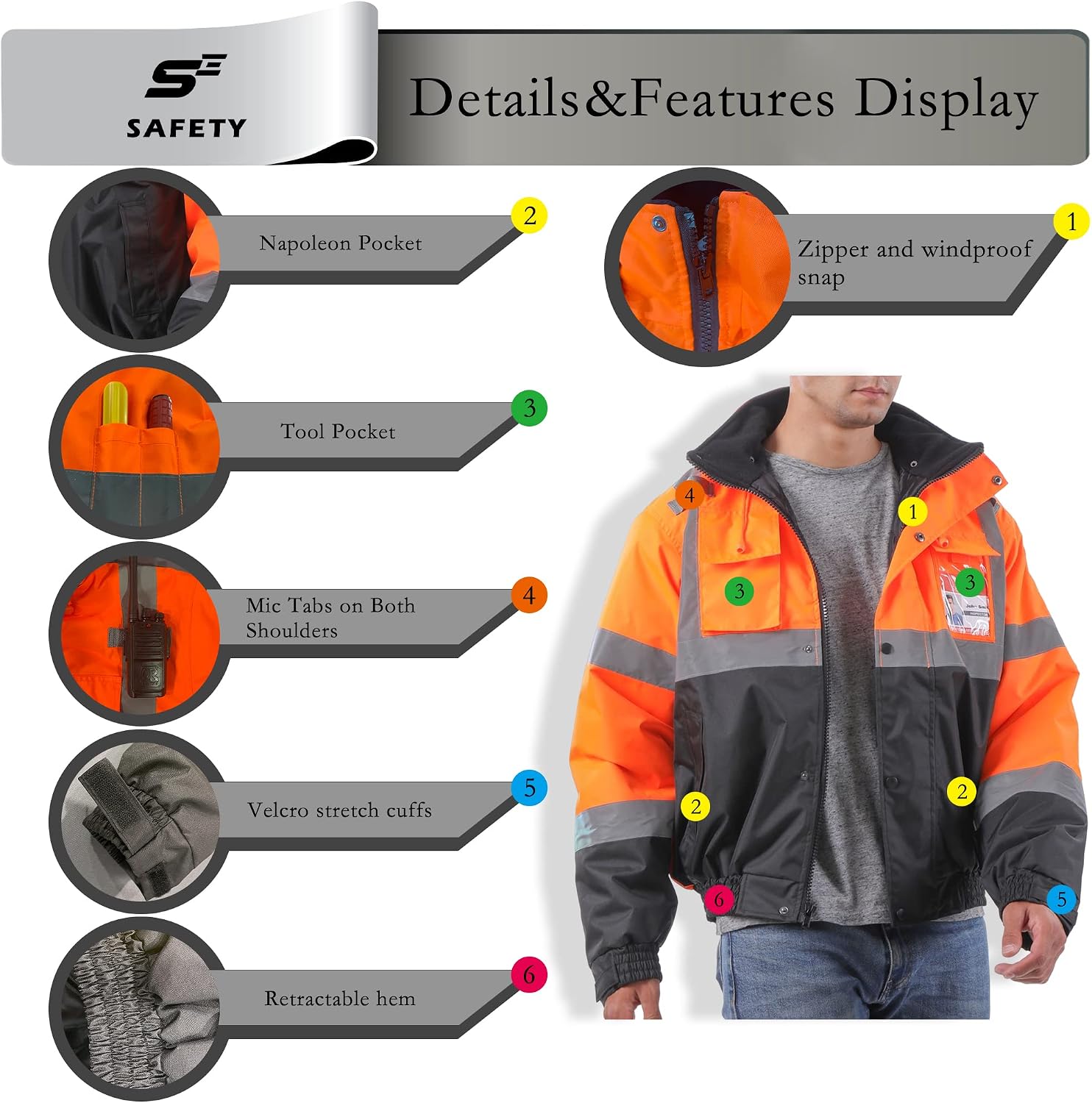 Detalle de sesafety Reflective Safety Jacket, Class 3