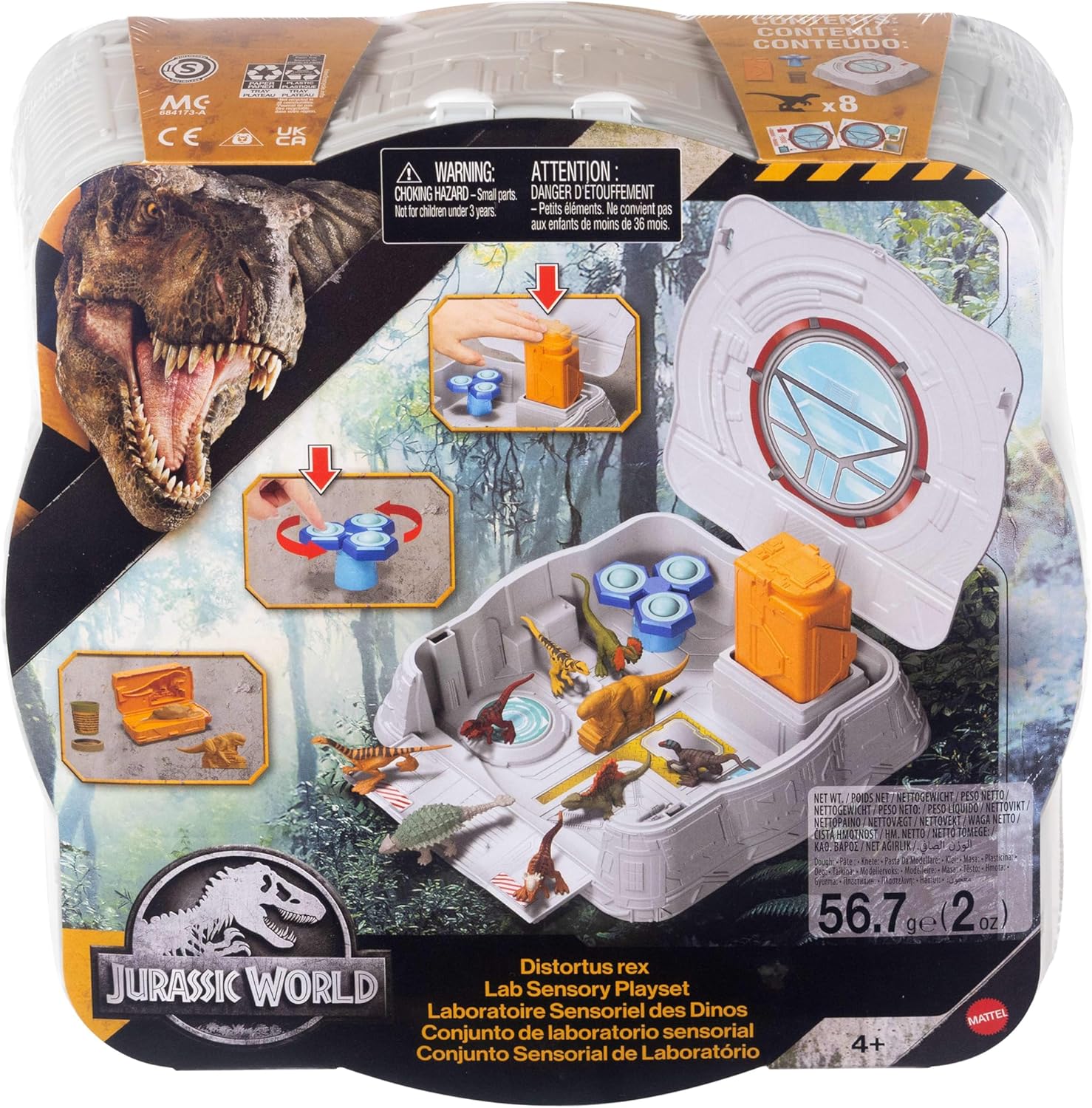 Thumbnail 5 de Mattel Jurassic World Laboratorio Sensoriale Distortus Rex (JKG89) con 8 mini dinosauri, argilla modellabile e funzioni interattive