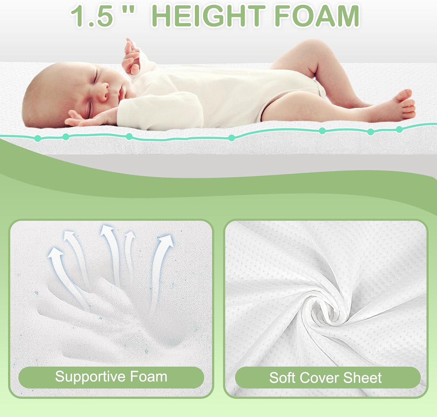 Thumbnail 6 de Genew GEMA-02 Pack and Play Mattress, 38" x 26" Washable Waterproof Pad