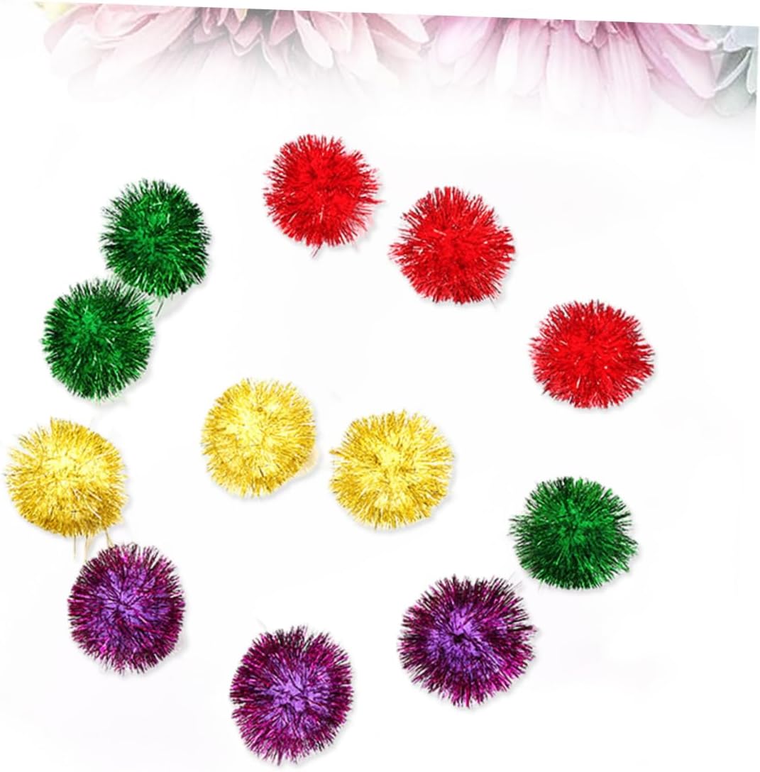 Detalle 2 de SUPVOX 30 bunte Mini-Glitzer-Lametta-Kugeln als Katzenspielzeug (Pompons/Pom-Poms)