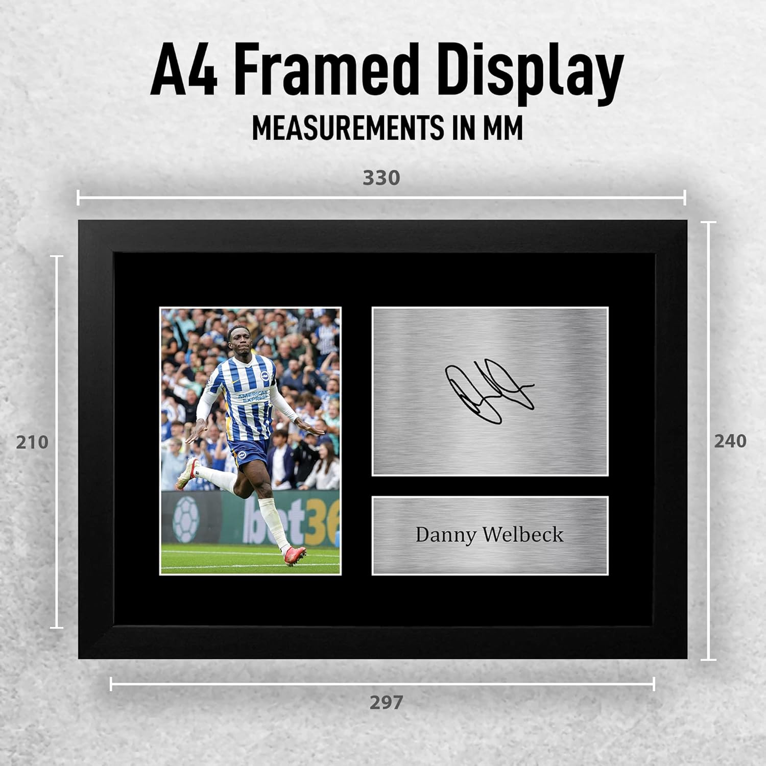 Thumbnail 1 de HWC Trading FR A4 Danny Welbeck Brighton & Hove Albion signed autograph framed picture (A4)