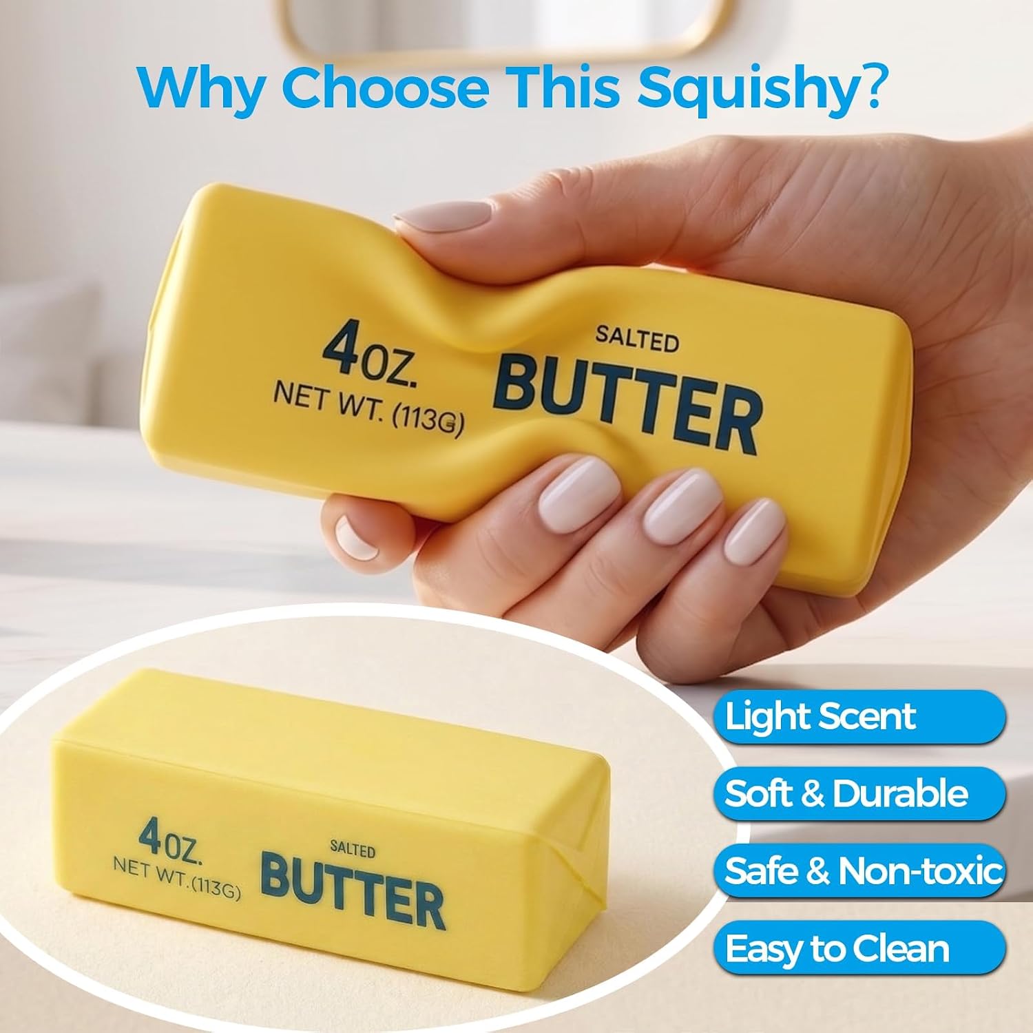 Detalle 1 de Butter Squishy Fidget Toy, Golden