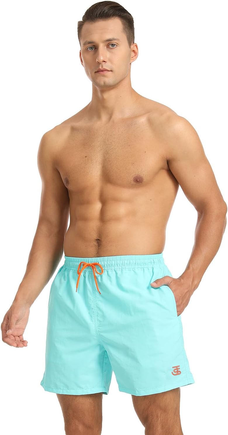 Detalle de JustSun Herren-Badeshorts mit Mesh-Futter, schnelltrocknend und verstellbarem Tunnelzug