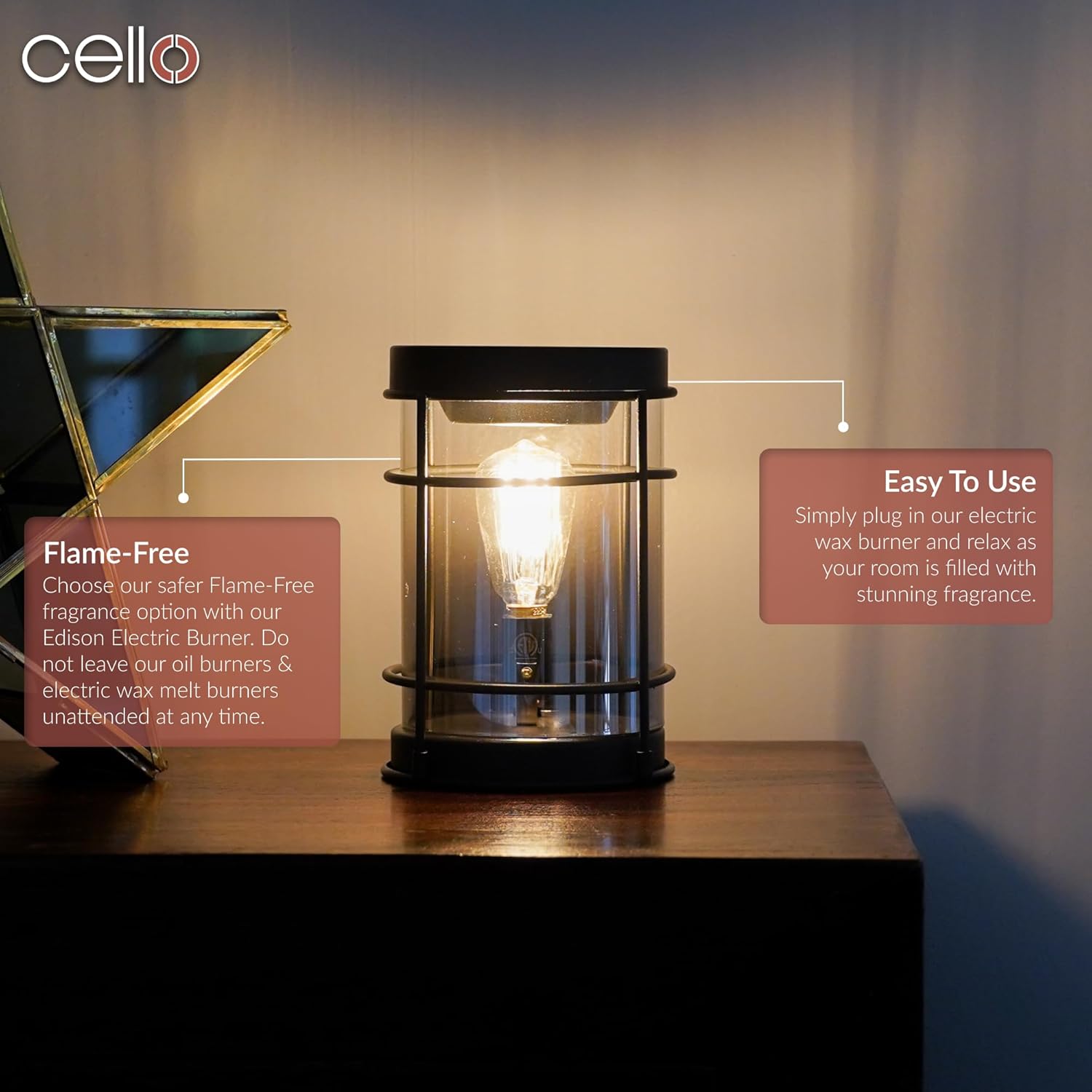 Thumbnail 2 de Cello Black Metal Infinity Edison Electric Melt Burner (Wax Melt & Essential Oil Burner) – flame-free home fragrance warmer