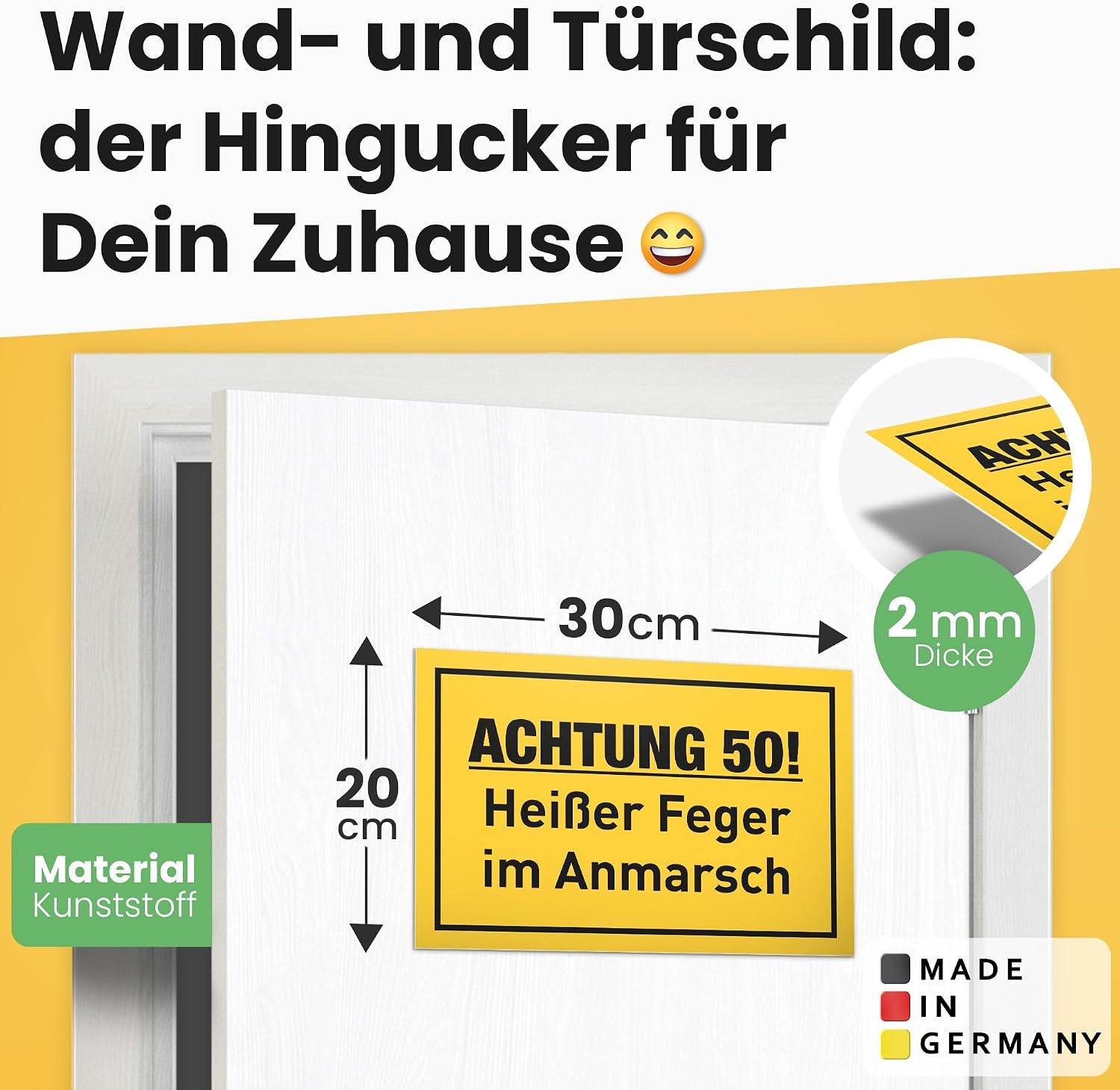 Thumbnail 1 de DankeDir! 50 Heißer Feger – Schild 30 x 20 cm als Geburtstagsdeko und Karte zum 50. Geburtstag