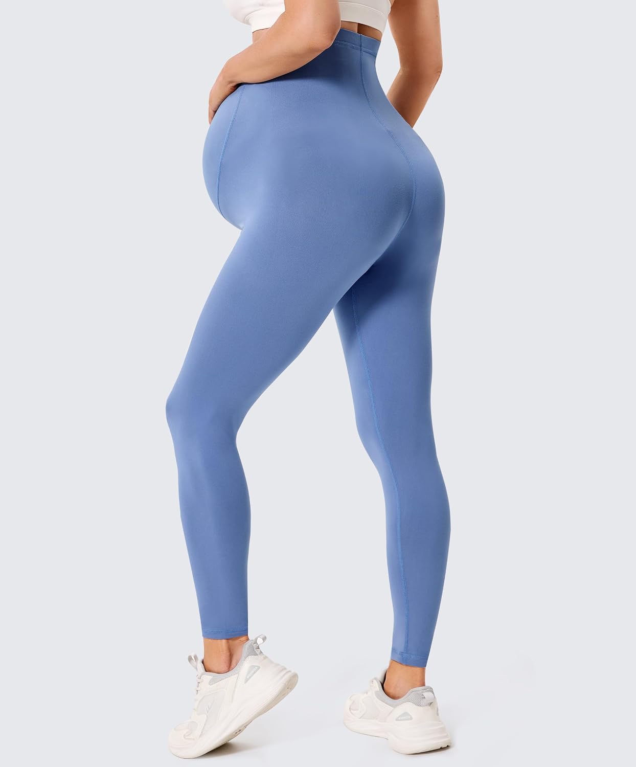Detalle 2 de VALANDY Creamlush 2 Pack Over Bump Maternity Leggings with Adjustable Waist