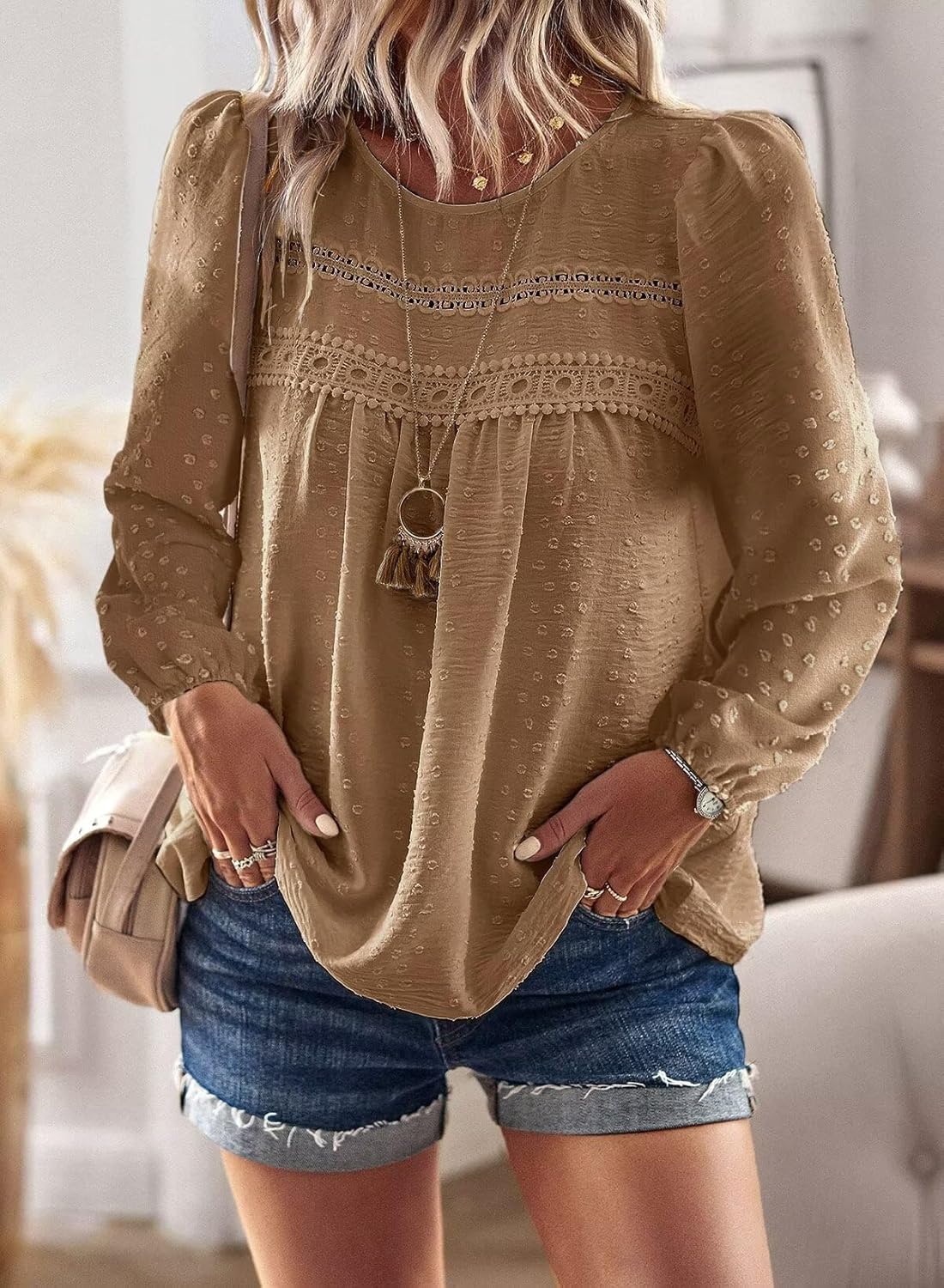 Detalle 1 de TUUHAW Langarmshirt mit Rundhals für Damen