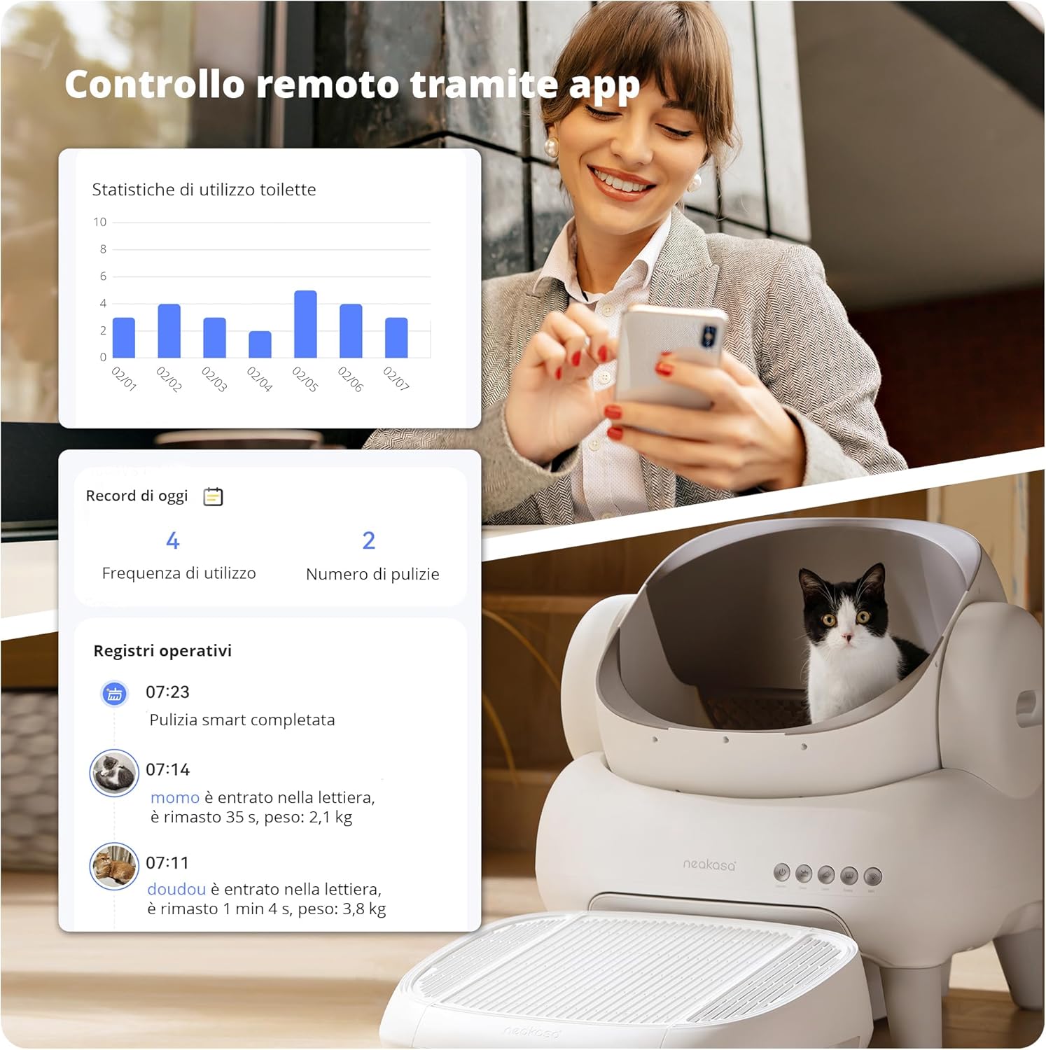Thumbnail 4 de Neakasa M1 Lite lettiera automatica per gatti aperta e autolavante con app