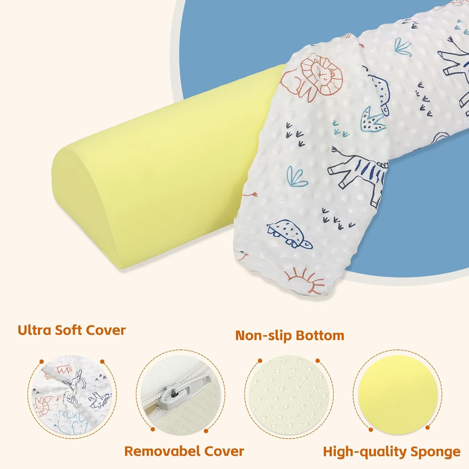 Detalle de HAVARGO Bettgitter Bettkantenschutz für Babybett 132 cm – Weiche Umrandung mit waschbarem Bezug