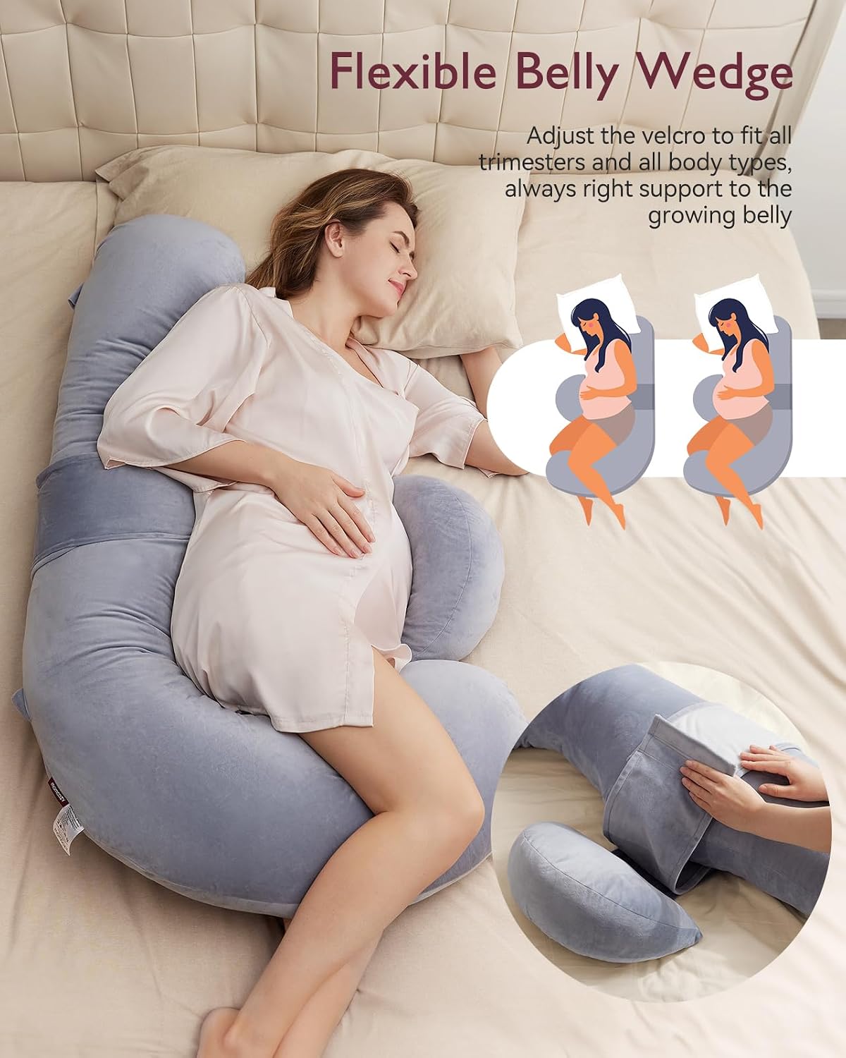 Detalle 1 de Momcozy Pregnancy Pillow, F-Shaped