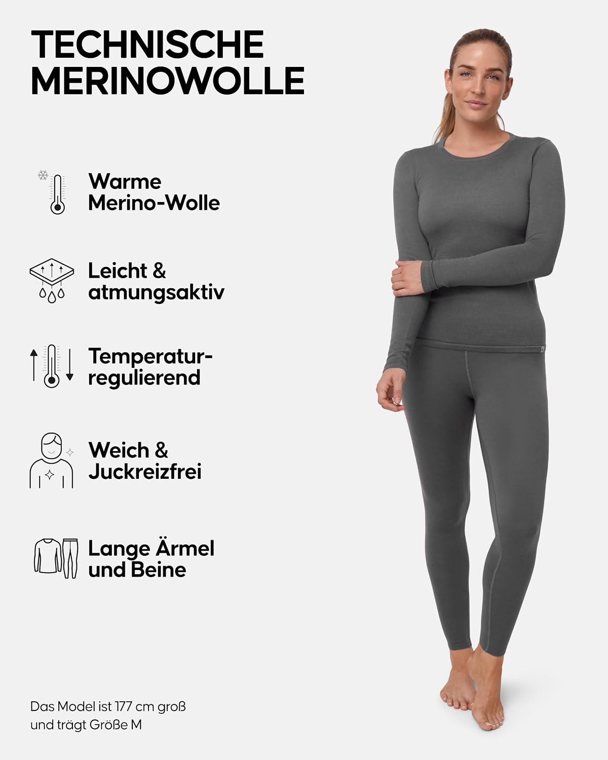 Detalle 2 de DANISH ENDURANCE Merino Thermounterwäsche Damen Merino Unterwäsche