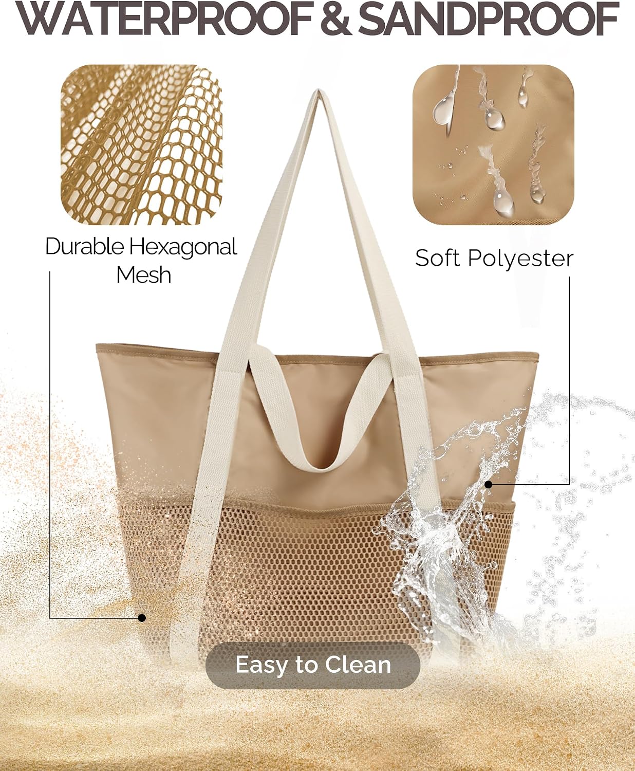 Thumbnail 4 de HOMESPON Beach Bag Large Waterproof Tote for Women with Zipper