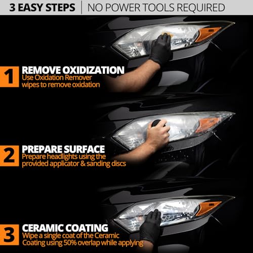 Detalle de CERAKOTE Ceramic Headlight Restoration Kit, No Power Tools, 10 Wipe Kit