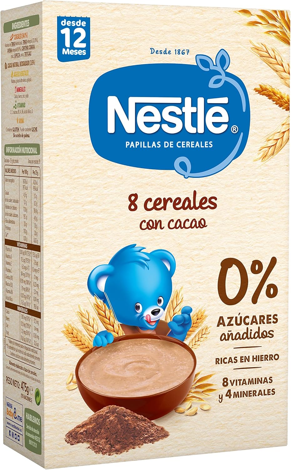 Thumbnail 5 de Nestlé Papilla 8 Cereales con Cacao 🍫 6x475g