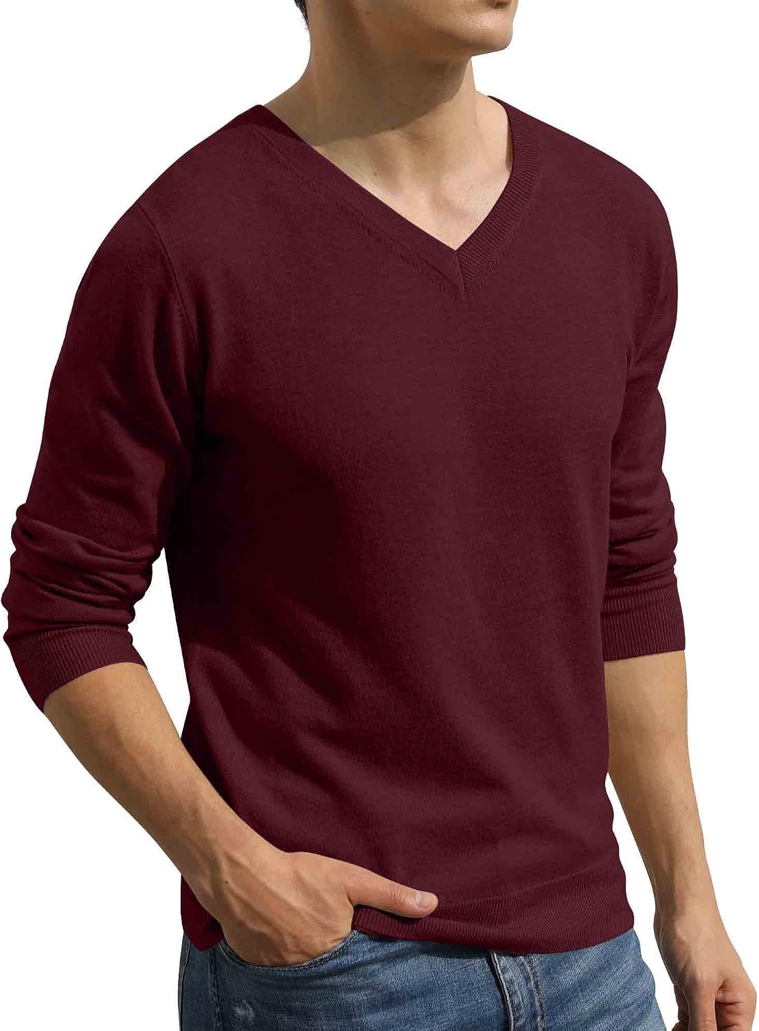 Detalle 2 de Sailwind men’s V-neck knit pullover with soft ribbed cuffs and hem