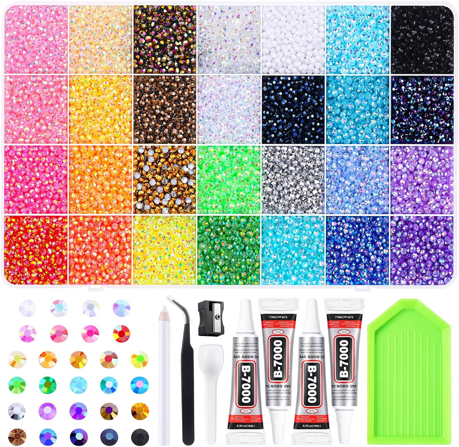 Thumbnail 6 de JOLCEEY 30000Pcs Silver Clear Rhinestones Bedazzling Kit – Flat Back Gems