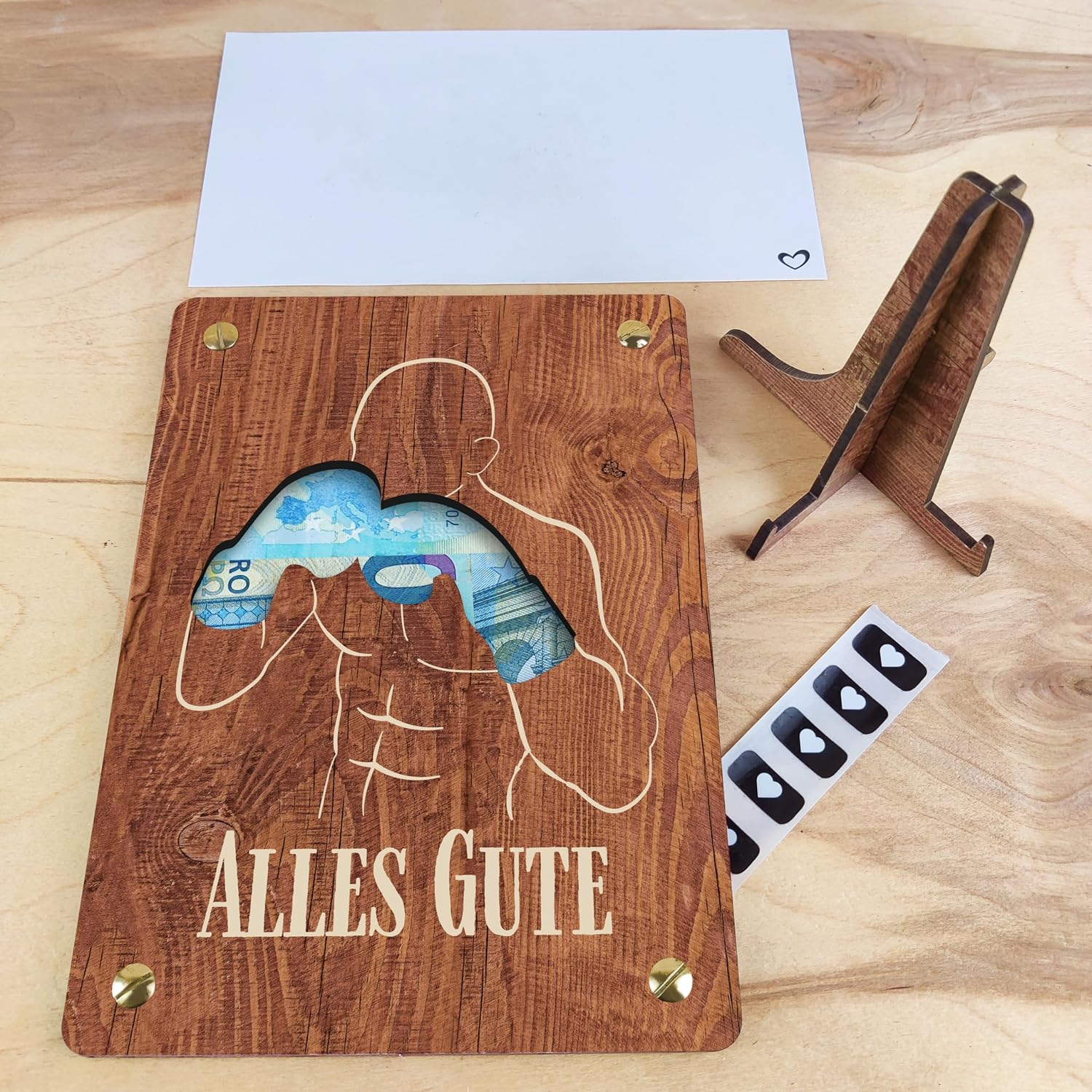 Detalle de XL Holz Box Geschenk – Geldgeschenk-Karte mit Ständer für Boxer & Kampfsport-Fans
