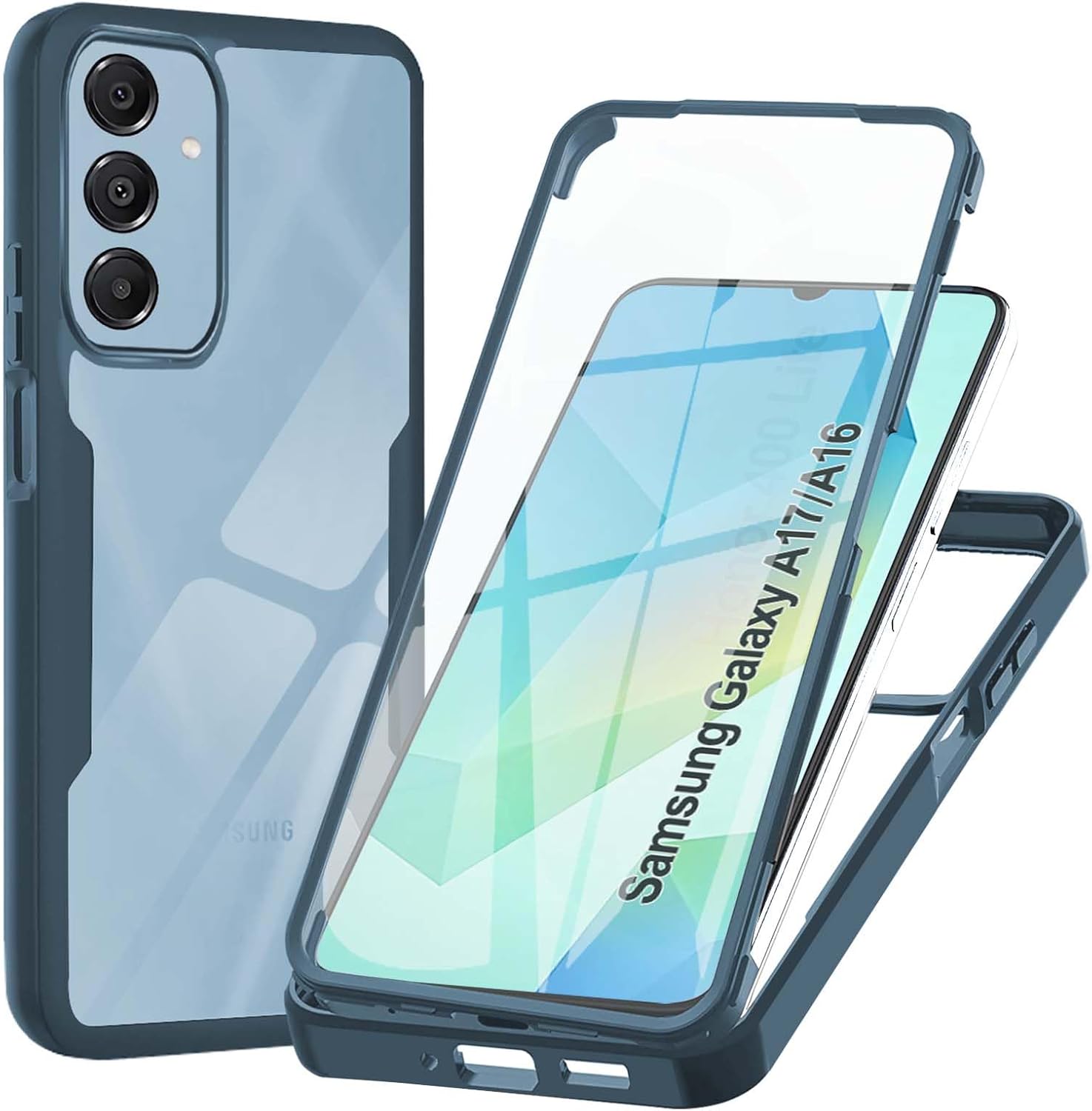 Detalle de WeiCase Hülle für Samsung A17 / A16 4G/5G – Transparente 360° Schutzhülle mit Displayschutz, ultradünn (Grün)