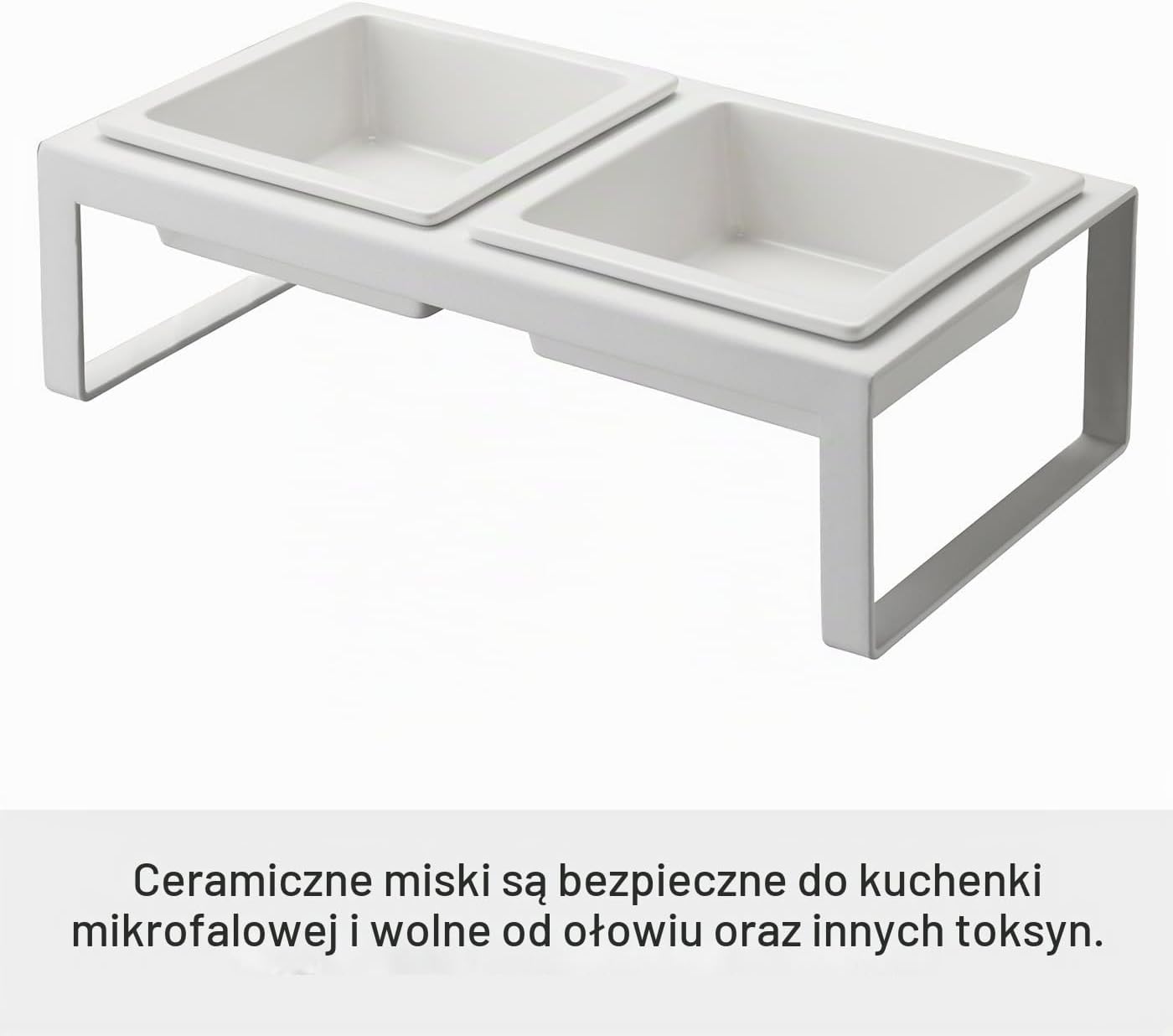 Detalle de YAMAZAKI zestaw misek dla kota ze stojakiem, biały, pojemność 300 ml