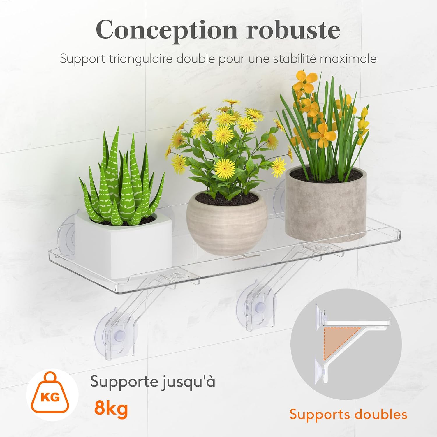 Detalle de Lifewit 25075 plantenplanken voor vensterbank, set van 2 met zuignappen