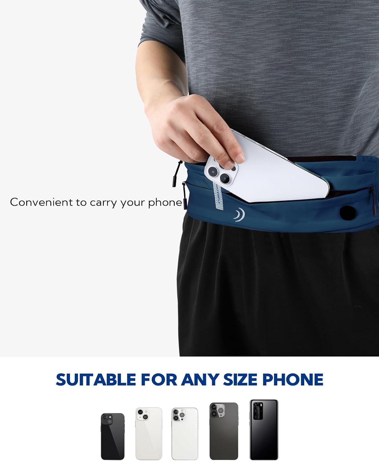 Detalle de Waterfly Running Belt Bum Bag waist pack for marathon, jogging and gym workouts