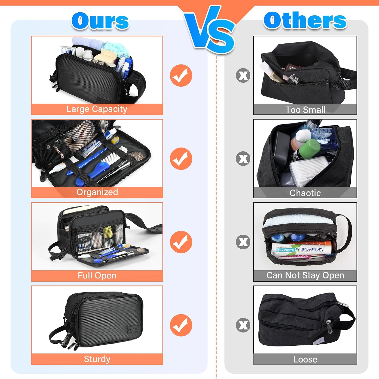 Thumbnail 5 de Kato Tirrinia Large Toiletry Bag for Men: Water-Resistant Travel Wash Bag in Black